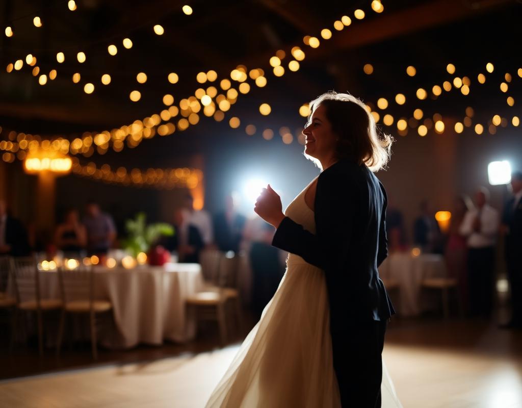 First dance under string lights